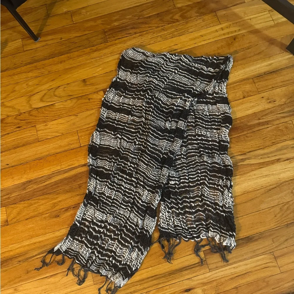 Anthropologie Black White Chunky Knit Scarf Cozy Cold Weather Accessory